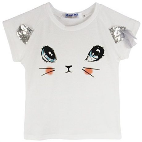 Jastore® Kids Girls Cute Cat Pattern Clothing Sets Top + Butterfly Tutu Skirt
