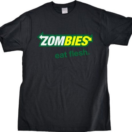 ZOMBIES: EAT FLESH Adult Unisex T-shirt / Funny Subway Spoof Zombie Fan Tee